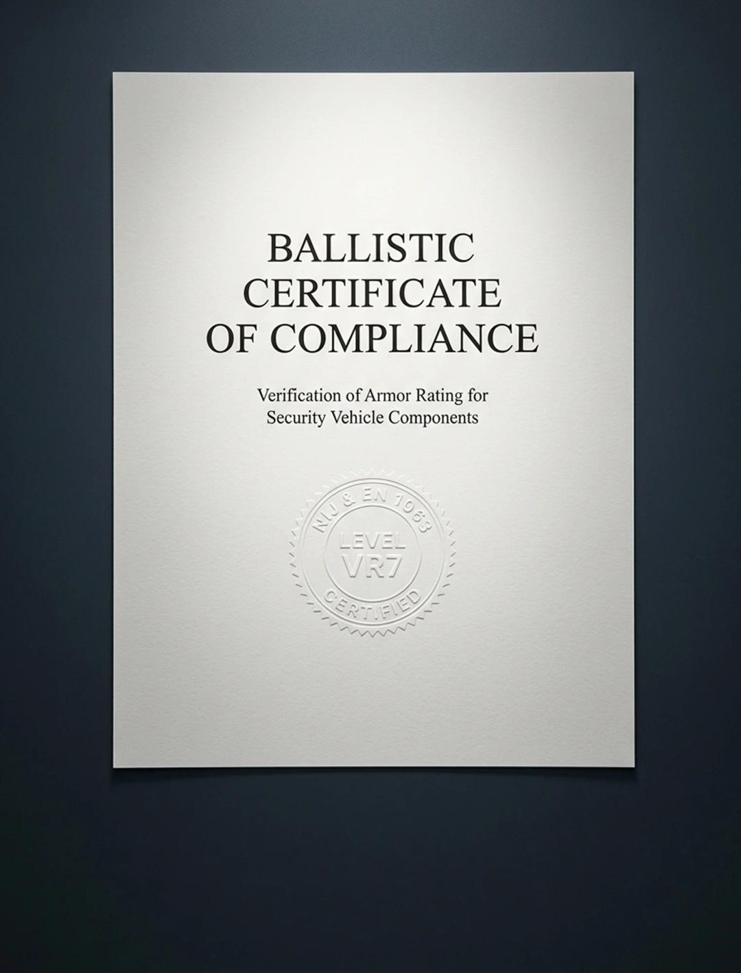 Ballistic certification documents obtained
